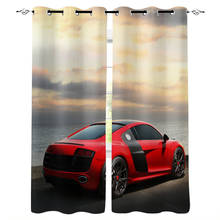 Red Sports Car Sea View Room Curtains Large Window Window Curtains Living Room Bathroom Bedroom Outdoor Fabric Indoor Decor Kids 2024 - buy cheap