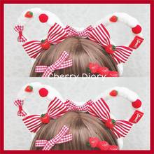 Original hand made red plush bear ear KC headgear cute sweet purple strawberry lolitas jewelry 2024 - buy cheap