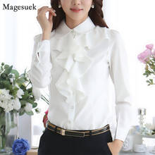 Fashion Elegant Chiffon Blouse Women 2021 Long Sleeve Ruffles Women Blouses Tops Casual Work Wear White Shirt Women Blusas 8C81 2024 - buy cheap