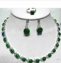 Free shipping    Nogue set natural emerald necklace earring ring with 2024 - buy cheap