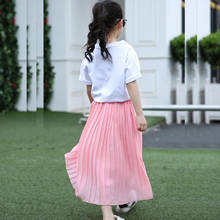 Summer Children Girls Chiffon Pleated Long Skirts For Teen Girls School Princess Mid-Calf Skirts Mommy and Daughter Clothes New 2024 - buy cheap