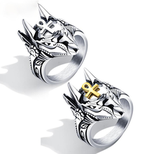 MIQIAO Silver Plated Anubis Ancient Egyptian Death God Cross Wolf Head Rings for Men Women Couple Friends Gift Fashion Jewelry 2024 - buy cheap