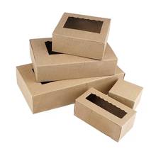 Gift Cardboard Paper Box for Cakes 50 Large Kraft Paper Cupcake Craft Box With Pvc Window,Packaging for Cookies Pvc Window Box 2024 - buy cheap