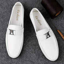 genuine leather loafers men luxury shoes penny black and white mens slip on office cow spring autumn oxford italian slip-on 2024 - купить недорого