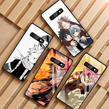 Mangá fairy tail vidro temperado caso para samsung galaxy s10 lite mais s9 s8 nota 8 9 a6 2018 a7 a8 mais j6 j8 capa 2024 - compre barato