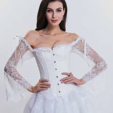 Steampunk Corset Bustier Gothic Corselet Sexy Long Sleeve Lace Corselet Lace Up Bustiers Corset White Corset for Party Wedding 2024 - buy cheap