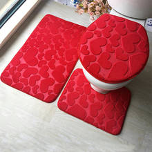 3Pcs Bathroom Mat Set Floor Rugs Embossing Flannel Cushion Toilet Seat Cover Bath Mat for Home Decoration Bathroom Product 2024 - buy cheap
