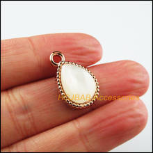 20 New Teardrop Charms White Resin Pendants KC Gold Color 13x21mm 2024 - buy cheap