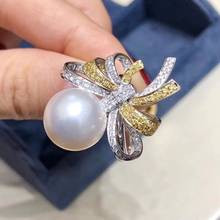 Anillo de perlas finas D113 para mujer, joyería de plata de ley 925, anillo de pétalos blancos de agua dulce Natural de 12-11mm, anillos de perlas finas 2024 - compra barato