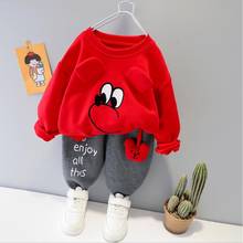 2021 Spring Cute Baby Girl Boy Clothes Set Children Toddler Outfit Cartoon Print Long-Sleeved Pants 2Pcs For 1 2 3 4 Years 2024 - buy cheap