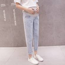 Pregnant women's jeans cropped trousers spring and autumn pregnant women casual baggy pants loose pregnant women's pants 2024 - buy cheap