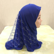 Hijab de encaje para Niñas musulmanas, pañuelo de cobertura completa listo para usar, turbante islámico, 2021 2024 - compra barato