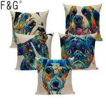 Funda de cojín de lino con diseño de perro Pug para el hogar, cobertor de almohada decorativo con diseño de corazones y animales, ideal para el sofá o el coche 2024 - compra barato