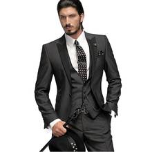 Trajes de negocios para fiesta de graduación para hombre, chaqueta de esmoquin para novio, abrigo, pantalones, conjuntos de chaleco (chaqueta, pantalones, chaleco + corbata) W:1100 2024 - compra barato