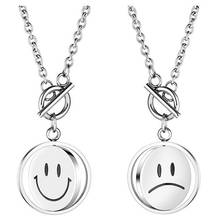 Fashion Design Women and Men Rotatable Smile Face Crying Face Expression Necklace Interesting Stainless Steel Couple Necklace 2024 - buy cheap