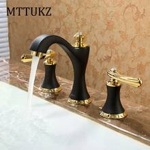 MTTUZK-grifo de latón para lavabo americano, grifería de cerámica con doble perilla, 3 orificios, montado en cubierta, mezclador de agua fría y caliente, 3 unids/set por juego 2024 - compra barato