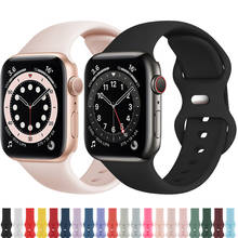 Silicone Strap for Apple Watch Band 44mm 42mm Watchbands 40mm 38mm Smartwatch Rubber Sports Bracelet on iWatch Series 6 5 4 3 21 2024 - купить недорого