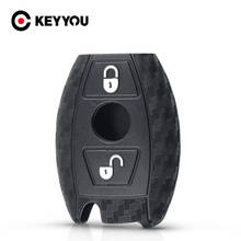 KEYYOU-funda de silicona de carbono para mando A distancia de coche, carcasa protectora de 2/3 botones para Mercedes benz CLS, CLA, GL, R, SLK, AMG, A, B, C, S 2024 - compra barato
