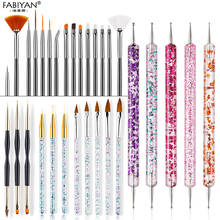 8/20Pcs Nail Art Brush Design Tip Painting Drawing Carving Dotting Pen FlatFan Liner Acrylic Gel UV Polish Tool Manicure 2024 - купить недорого