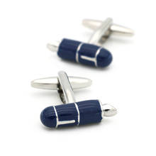Free Shipping Men's Cufflinks Fountain Pen Design Blue Color Quality Copper Cuff Links Wholesale&retail 2024 - buy cheap