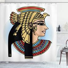 Cortina de ducha con estampado egipcio, visillo de baño Multicolor, retrato de perfil de Reina, Cleopatra, cultura, obra de arte antigua 2024 - compra barato