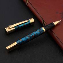 Luxuoso clássico Cobre METAL Rollerball Pen estilo flor de Gelo azul de ouro assinatura bola ponto caneta material de Escritório caneta de tinta 2024 - compre barato