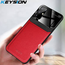 KEYSION-funda a prueba de golpes para Samsung S20, S20 Ultra, S10 +, Note 10, funda trasera de vidrio templado de cuero para Galaxy A51, A71, A50, 70 2024 - compra barato