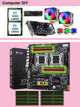 HUANANZHI-placa base X79-8D dual X79, con ranura M.2 NVMe, CPU dual Xeon E5 2690, enfriadores de RAM 128G(8x16G), RECC, GPU, GTX1050TI, 4GD5 2024 - compra barato