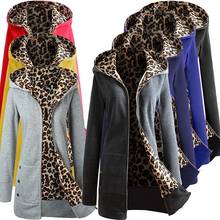 Women Jacket Thicker Hooded Leopard Zipper Coat Women Plus Velvet Overcoat Outwear Women's Autumn Jacket 2024 - buy cheap