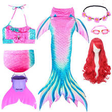 Kids Mermaid Tails Swimsuit Girls Mermaid Tails For Swimming Fin Swimsuit Bathing Suit Mermaid Wig Girl swimsuit Cosplay Wigs 2024 - buy cheap