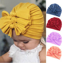 Bowknot Turban For Kids Headband Toddler New Born Baby Cotton Turban Cute Soft Indian Hat Headwrap 16 Colors Hair Accessories 2024 - buy cheap