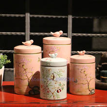 Retro Ceramics Vase Storage Jar Chinese Style Flower Bird Painted Ceramic Storage Tank Modern Home Decorations Desktop Crafts 2024 - buy cheap