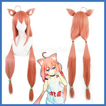 Holazeite vtuber peruca nekomiya hinata, peruca para cosplay youtuber de 120cm longa laranja lisa cabelo sintético 2024 - compre barato