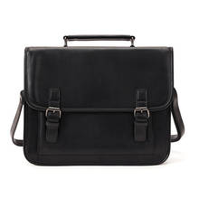 Fashion Men Leather Black Briefcase Business Handbags Male Vintage Shoulders Bag Messenger Bags Men 13inch Laptop Notebook Tote 2024 - buy cheap