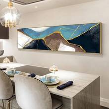 Abstracto azul e ouro pintura a óleo sobre tela cuadros escandinavo cartazes e impressões arte da parede comida imagem da sala de estar decoração 2024 - compre barato
