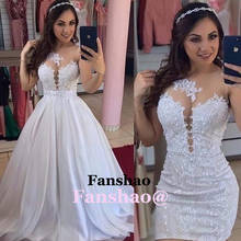 White And BlueTwo Pieces Girl Prom Lace Beads Appliques Detachable Satin Train Evening Dresses Robe De Soiree Plus Custom Made 2024 - buy cheap