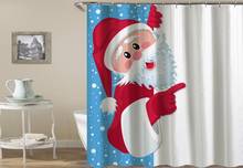 Cortinas de ducha de decoración navideña, cortina de ducha de Papá Noel, muñeco de nieve, impermeable, para Baño 2024 - compra barato