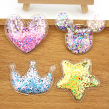 12Pcs PVC Star Crown Mouse head Transparent Bling bling Heart Flowing  Appliques for Kids BB clip and DIY headwear Accessories 2024 - buy cheap
