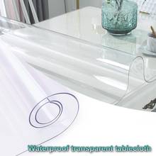 Toalha de mesa retangular com aparência de vidro, em pvc transparente, impermeável, para mesa de jantar e cozinha, de 1mm 2024 - compre barato