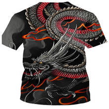 Verão novo dragão 3d camiseta casual moda em torno do pescoço camiseta de impressão em forma de dragão de manga curta 2024 - compre barato