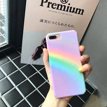 Telefone colorido coque para iphone 11 pro xs max x xr 6 6s 7 8 plus caso bonito doces arco-íris padrão duro pc plástico capa traseira 2024 - compre barato