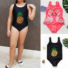 Imcute 2020 Baby Girls Kids Flamingo Swimwear Swimming Costume Swimsuit Bikini one piece children Beachwear age 2-13years 2024 - buy cheap