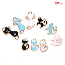 10Pcs/Set Enamel Alloy Cat Charms Pendant Jewelry Finding DIY Craft Making Gift For Jewelry Making 2024 - buy cheap