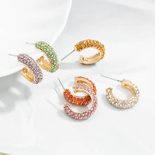 Charm Crystal Hoop Earring For women Girls fashion Rhinestone Gold Metal statement Round Earring Hoops Wedding ZA Jewelry 2024 - buy cheap