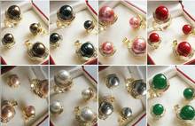 Anillo de cuentas redondas de Jade/perla de concha del Mar del Sur, conjunto de pendientes y collar, tamaño 6 #,7 #,8 #,9 #, elegir, 10-14mm 2024 - compra barato