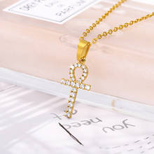 Iced Out Zircon Crystal Choker Necklaces For Women Cross Pendant Necklace Adjustable Gold Chain Collares Bijoux Femme 2024 - buy cheap