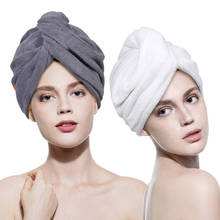 Turbante de secado de microfibra para el cabello, toalla de cabeza de ducha de baño con botones, secador mágico rápido, sombrero de pelo seco, gorro de baño envuelto 2024 - compra barato
