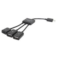 3-в-1 Многофункциональный двойной микро-USB хост OTG концентратор адаптер кабель штекер-гнездо двойной микро-USB 2,0 хост OTG концентратор адаптер кабель 2024 - купить недорого
