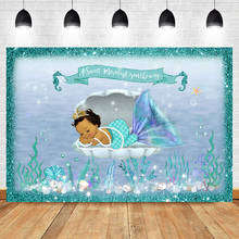Mocsicka Mermaid Baby Shower Backdrop Under Sea Mermaid Photography Background Vinyl Mermaid Baby Shower Party Banner Backdrops 2024 - buy cheap