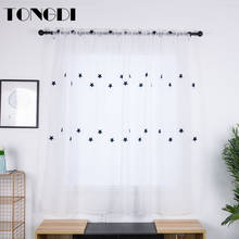 TONGDI-cortina bordada de tul blanco, decoración transparente elegante de luna y estrella para cocina, sala de estar, habitación de niños y dormitorio 2024 - compra barato